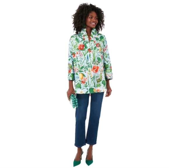 Tuckernuck Blue Blooming Floral Botanicals V-Neck Willow Blouse(XL)NWT - Picture 1 of 11